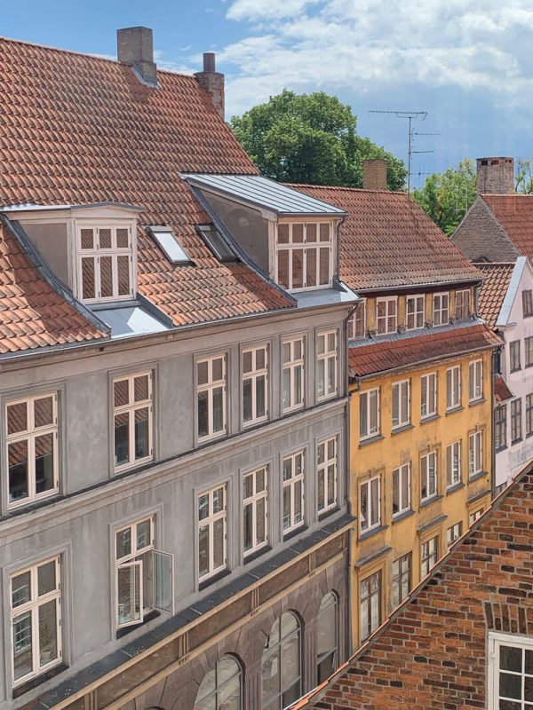 colourful buildings viewed from window of the tower