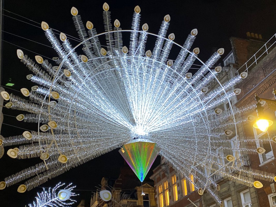 Large light display welcomes you to Bond Street