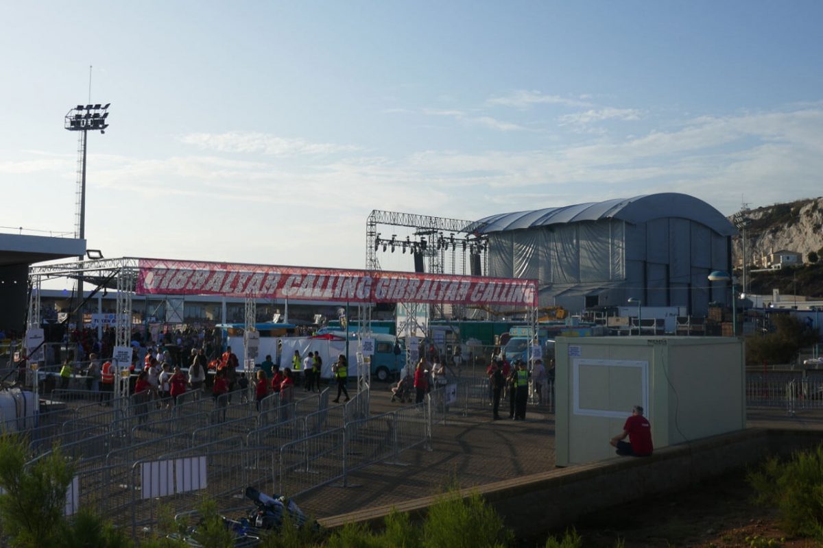 View of the entrance barriers into Gibraltar Calling