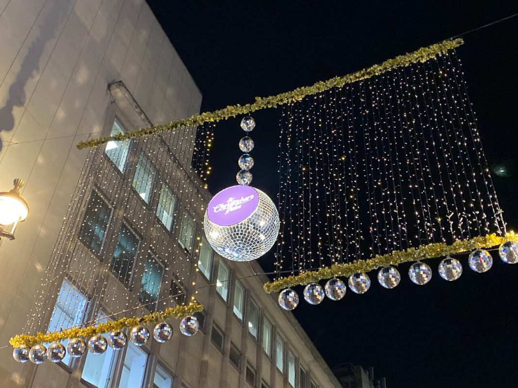 Disco balls and Light Curtain at entrance of St Christopher Place