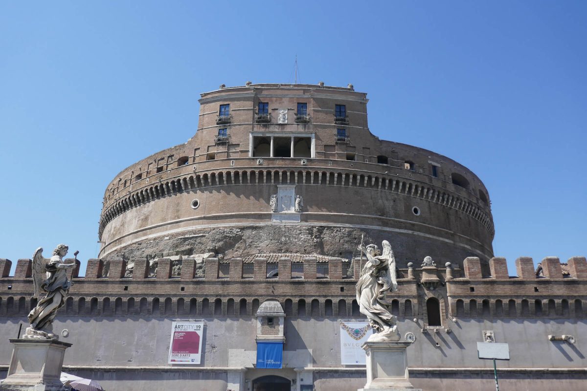 Looking up at the outside of Castel Sant'Angelo