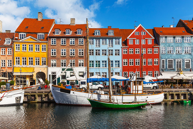 row of colourful houses in Denmark