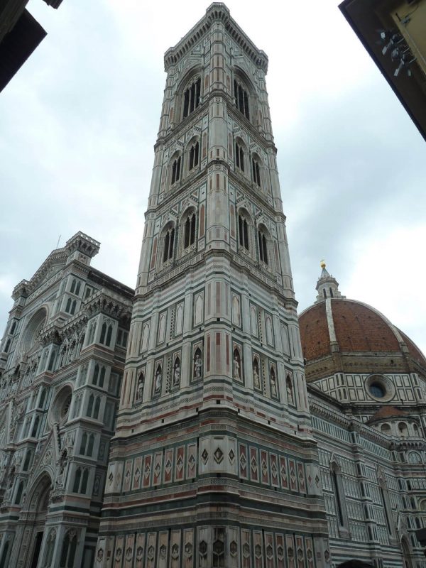Looking up at the coloured marble of the Bell Tower