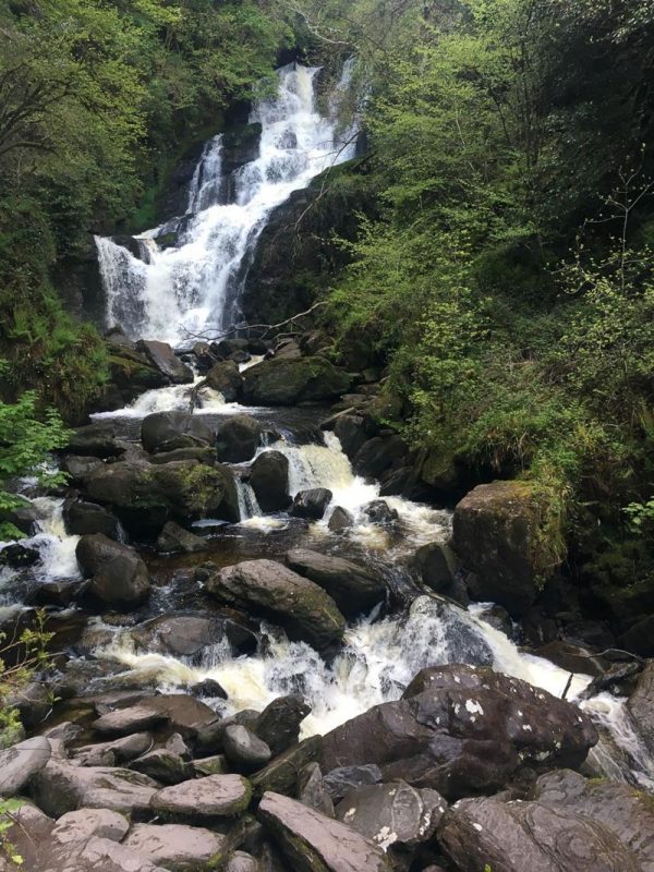 View of cascading waterfall