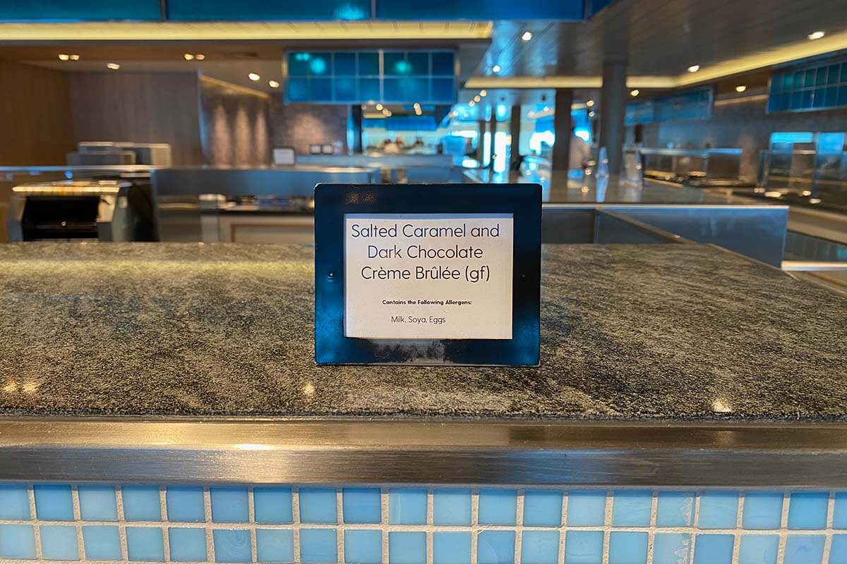 Sign detail allergy information in dessert